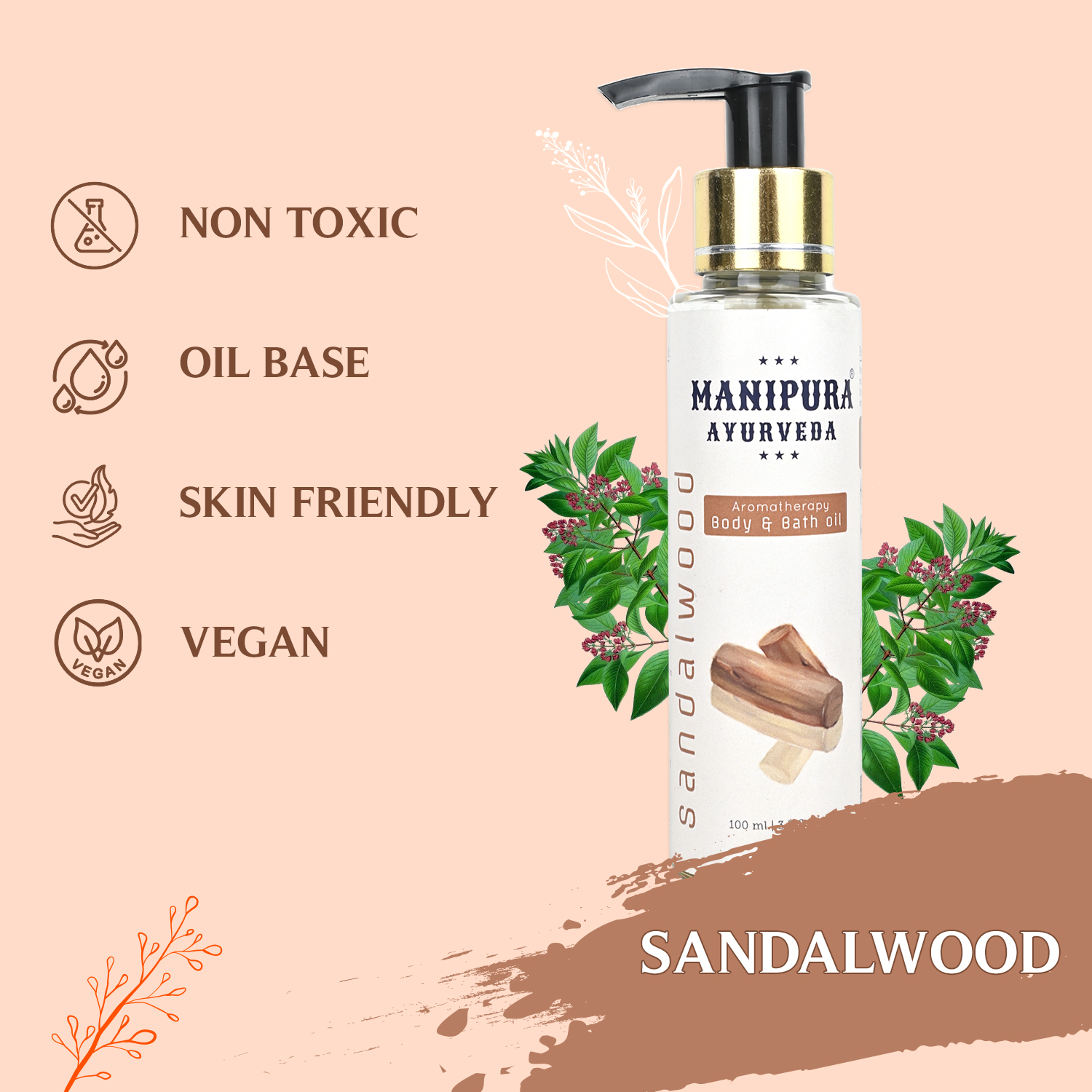 Aromatherapy Body & Bath Oil – Sandalwood